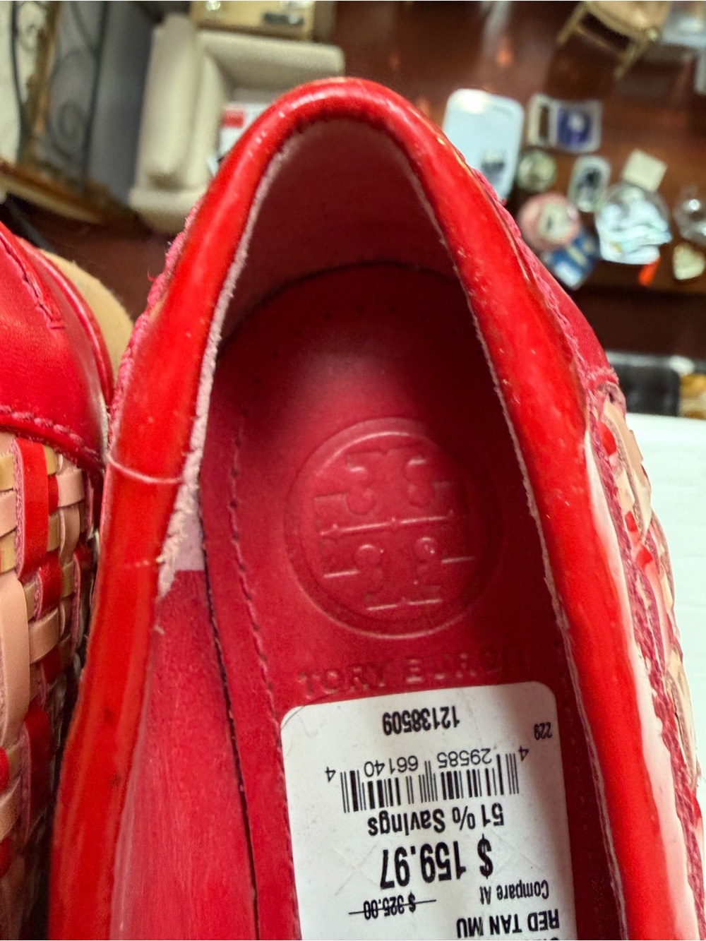 Tory Burch Red Woven Tassel Loafers size 9 - Picture 4 of 4